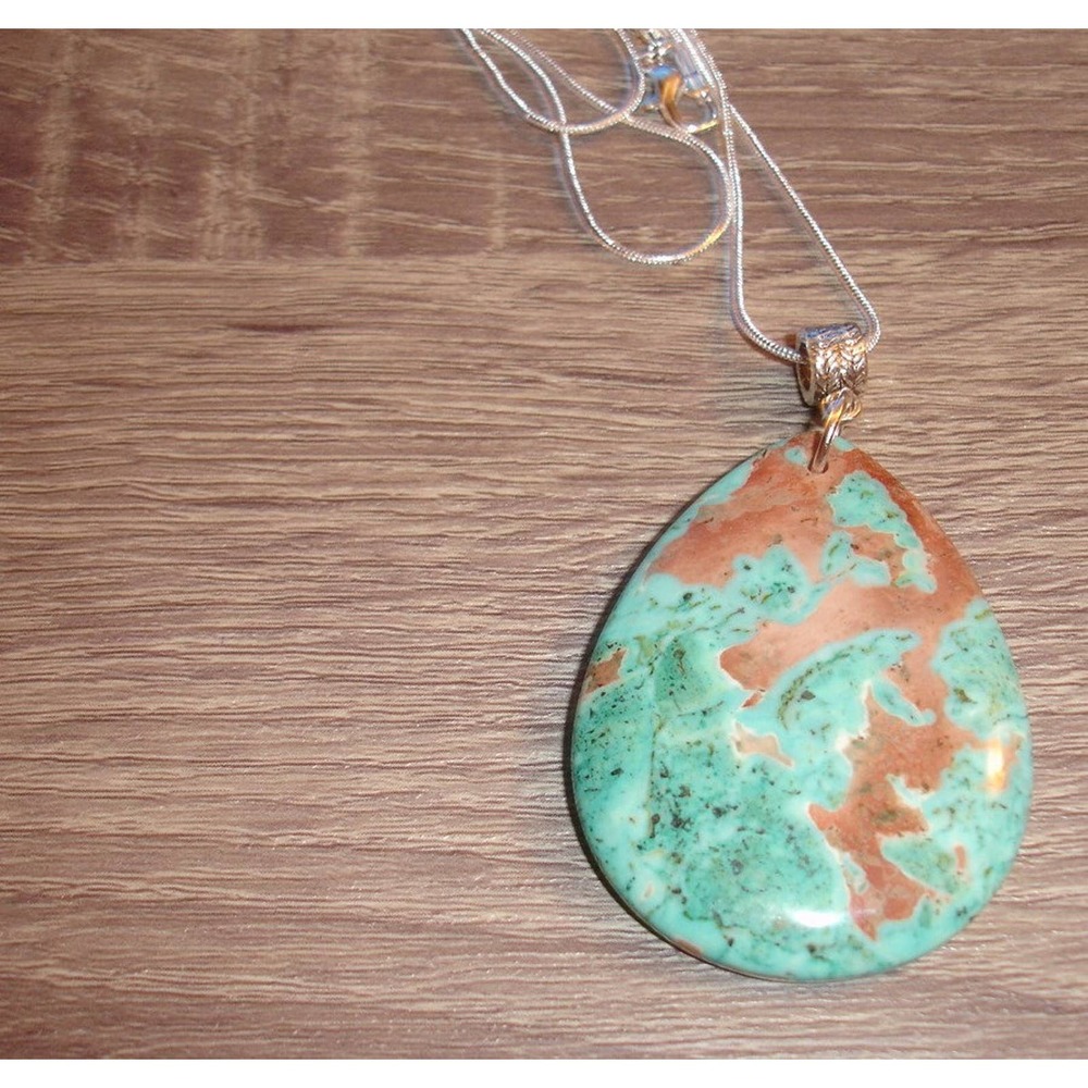 Gemstone Blue Teardrop Necklace - Picture 4 of 4
